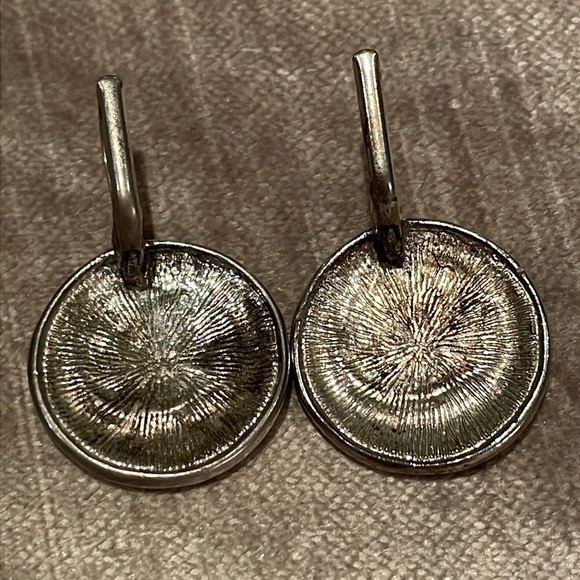 Vintage Silver 3/4” Button Style Earrings - Picture 3 of 9